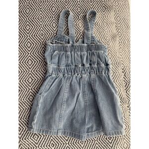 Girls Denim Smocked Romper Dress in Light Blue